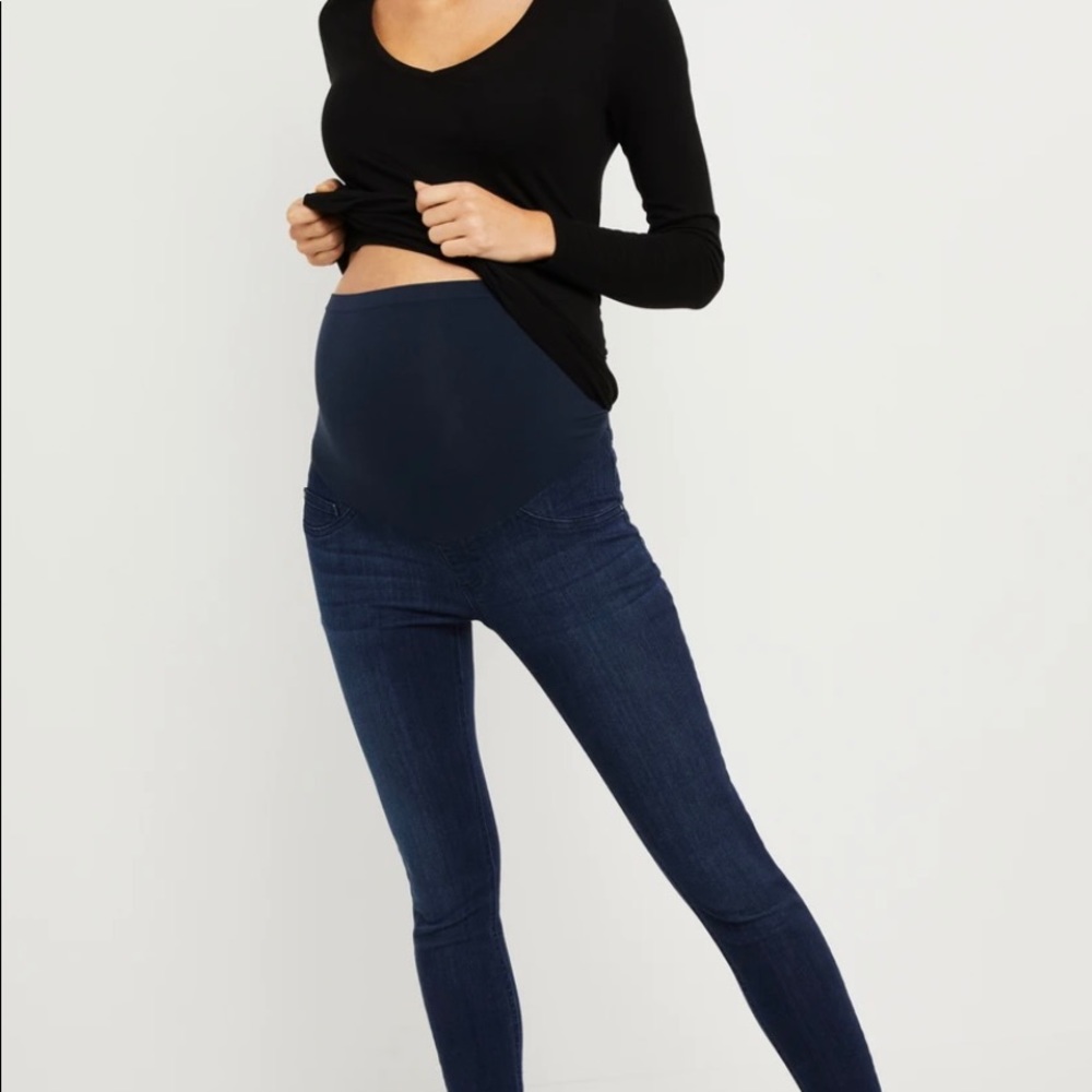 XS INDIGO BLUE SECRET FIT BELLY STRETCH ANKLE MATERNITY JEGGINGS